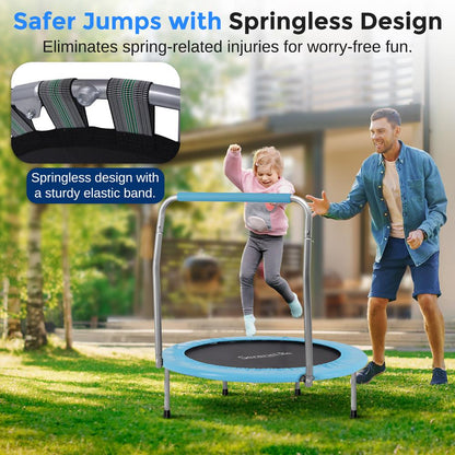 Toddler Trampoline Safe Jump Spring-less Design Blue