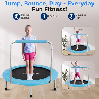 Toddler Trampoline Safe Jump Spring-less Design Blue