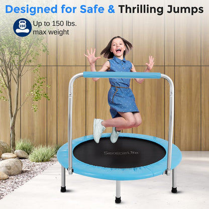 Toddler Trampoline Safe Jump Spring-less Design Blue