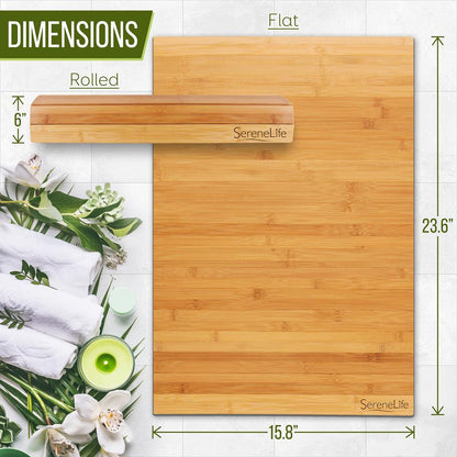Bamboo Bath Mat - Water-Resistant Non-Slip Foldable Natural Wood