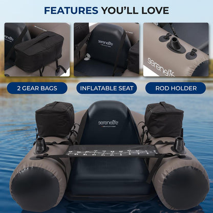 Inflatable Fishing Float Tube - Stable PVC Design 220 lbs Capacity