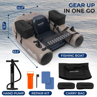 Inflatable Fishing Float Tube - Stable PVC Design 220 lbs Capacity