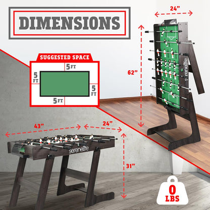 Folding Foosball Table Space-Saving Foldable Design 4x2 Indoor/Outdoor