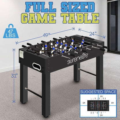 48 Foosball Table Tournament-Grade Chrome Steel Rods Black - SLFSBLT75BK