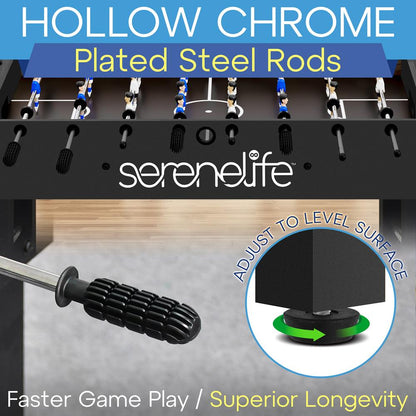 48 Foosball Table Tournament-Grade Chrome Steel Rods Black - SLFSBLT75BK