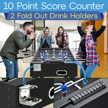 48 Foosball Table Tournament-Grade Chrome Steel Rods Black - SLFSBLT75BK