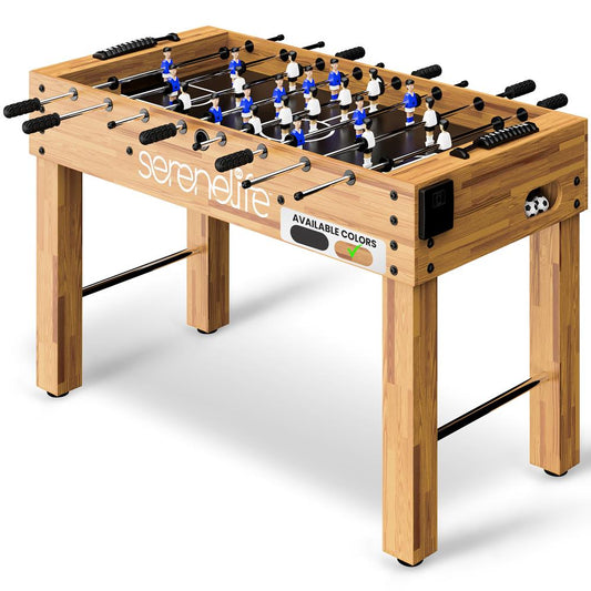 Foosball Table 48 Adjustable Height MDF Natural Finish 2 Balls Included