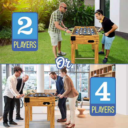Foosball Table 48 Adjustable Height MDF Natural Finish 2 Balls Included
