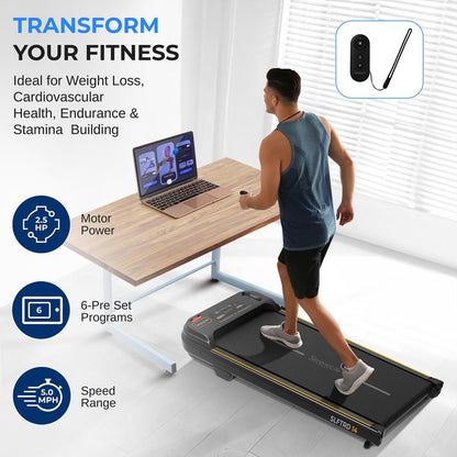 Walking Pad Treadmill Shock Absorption 2.5HP Remote Control