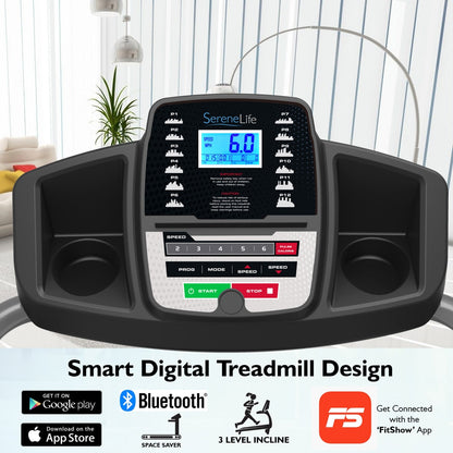 Electric Folding Treadmill Bluetooth Sync Manual Incline Compact Design