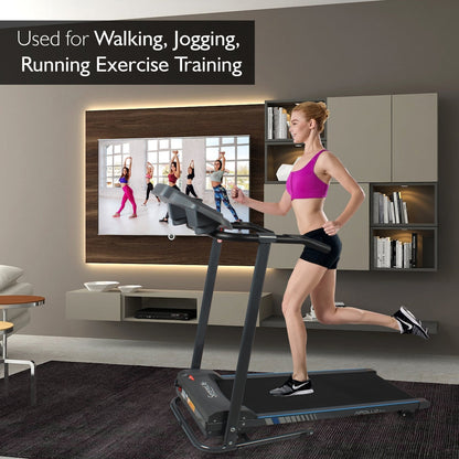 Electric Folding Treadmill Bluetooth Sync Manual Incline Compact Design