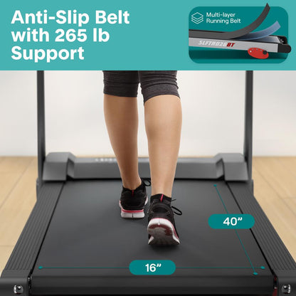 Folding Treadmill for Home Fitness 6 MPH 1HP Motor 12 Programs Bluetooth