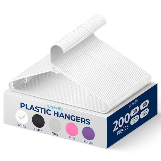 Plastic Hangers 200 Pcs Durable Slip Design Space-Saving White