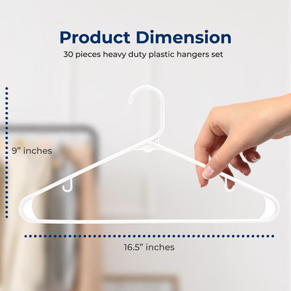 Plastic Hangers 200 Pcs Durable Slip Design Space-Saving White