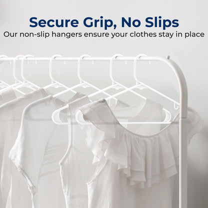 50-Pack White Plastic Hangers - Space-Saving Durable Non-Snag Design