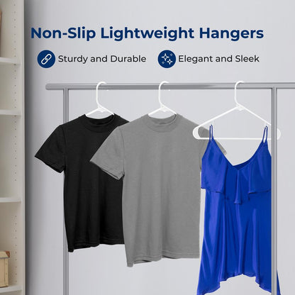 50-Pack White Plastic Hangers - Space-Saving Durable Non-Snag Design