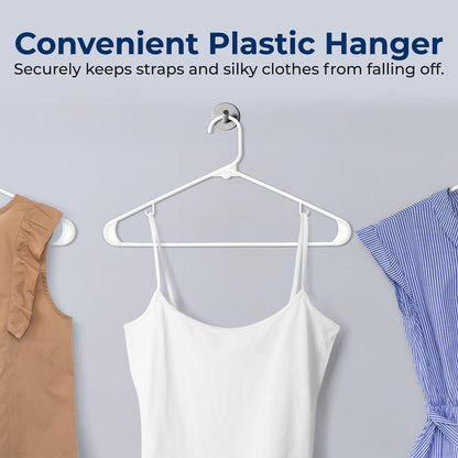 50-Pack White Plastic Hangers - Space-Saving Durable Non-Snag Design