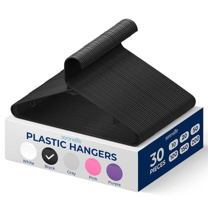 30 Pack Non-Slip Plastic Hangers Space-Saving Durable Swivel Hook
