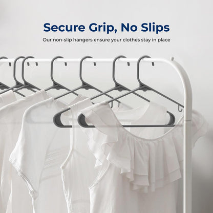 20 Pack Plastic Hangers Space-Saving Non-Slip 360° Swivel Hook Gray