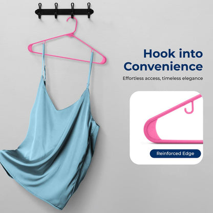 10 Pack Non-Slip Plastic Hangers Space-Saving 360° Swivel Hook Pink