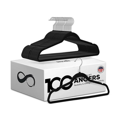 100-Pack Velvet Hangers Non-Slip Space-Saving Swivel Hook