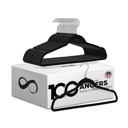 100-Pack Velvet Hangers Non-Slip Space-Saving Swivel Hook