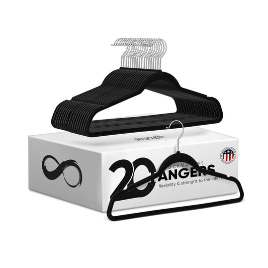 20 Pack Velvet Hangers - Non-Slip Space-Saving 360¬8 Swivel Hook - SLHVEL20