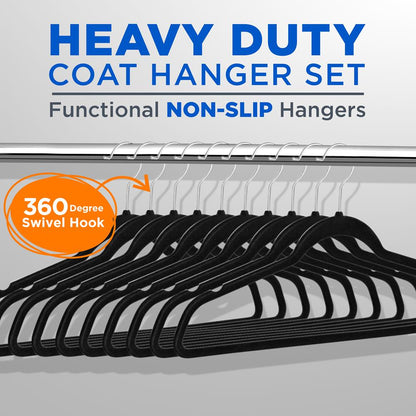 Velvet Non-Slip Hangers 50-Pack Space-Saving 360° Swivel Hook