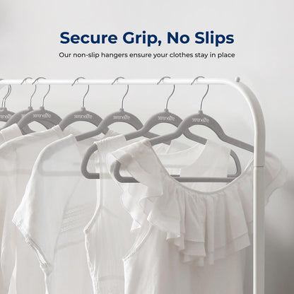 150 Velvet Hangers Non-Slip 360° Swivel Hook Space-Saving Gray