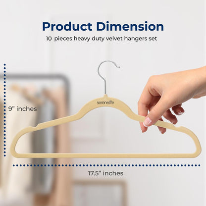 10 Pack Velvet Hangers - Non-Slip Space-Saving 360° Swivel Ivory