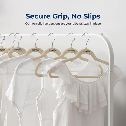 20 Pack Velvet Hangers - Non-Slip Space-Saving 360° Swivel Ivory
