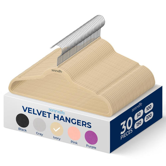 Velvet Hangers 30-Pack Non-Slip Space-Saving 360° Swivel Ivory - SLHVELIVOR30