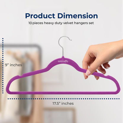 Velvet Hangers 10-Pack Non-Slip 360° Swivel Hook Space-Saving Purple