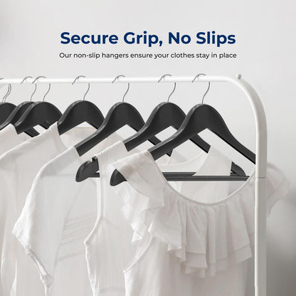 60-Pack Wooden Suit Hangers Heavy-Duty 360° Swivel Hook Black