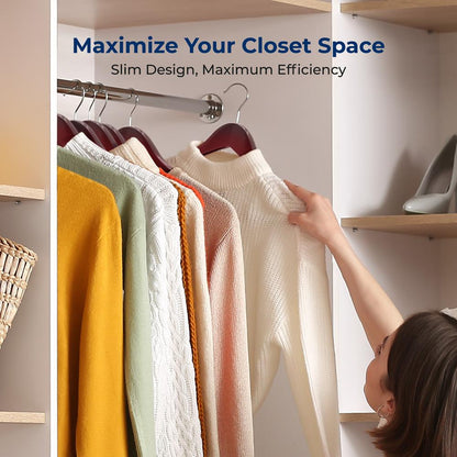 50-Pack Wooden Coat Hangers - Durable Space-Saving Cherry Finish - SLHWDCHRY50