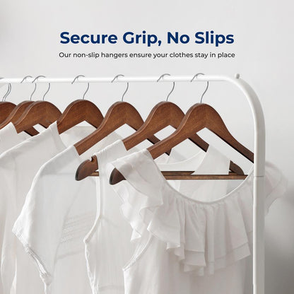 Wooden Coat Hangers 50-Pack Durable 360° Swivel Hook Natural Wood