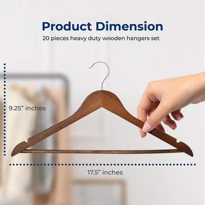 Wooden Suit Hangers 60-Pack Heavy-Duty Non-Slip 360° Swivel Hook Natural