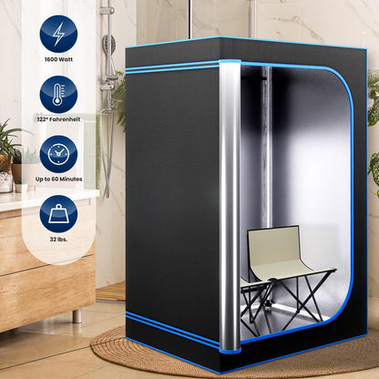 Portable 2-Person Sauna Tent Detox & Relax 4L Steamer 2 Chairs Black