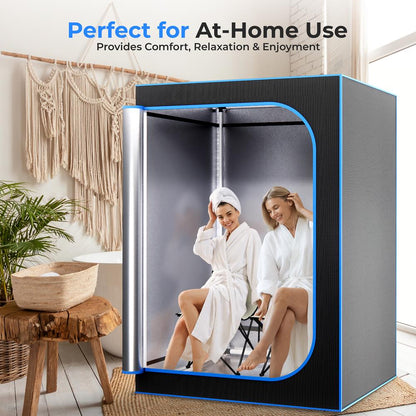 Portable 2-Person Sauna Tent Detox & Relax 4L Steamer 2 Chairs Black