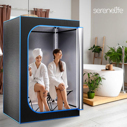 Portable 2-Person Sauna Tent Detox & Relax 4L Steamer 2 Chairs Black