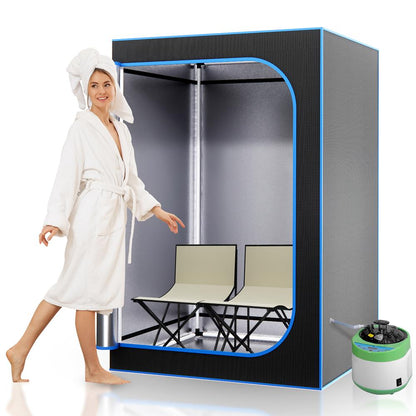 Portable 2-Person Sauna Tent Detox & Relax 4L Steamer 2 Chairs Black