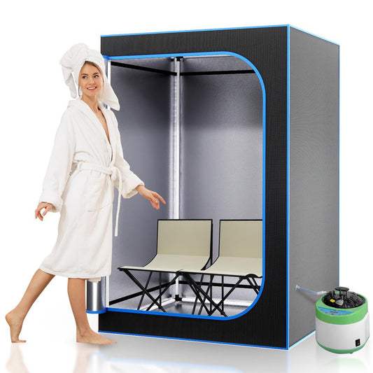 Portable 2-Person Sauna Tent Detox & Relax 4L Steamer 2 Chairs Black