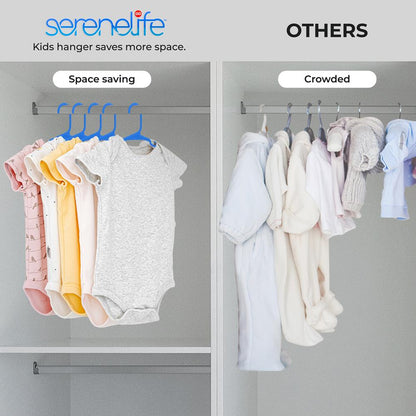 20 Pack Non-Slip Kids Hangers - Space-Saving Durable Plastic Blue