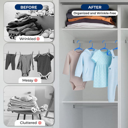 40-Pack Non-Slip Kids Hangers - Space-Saving Durable Plastic Blue