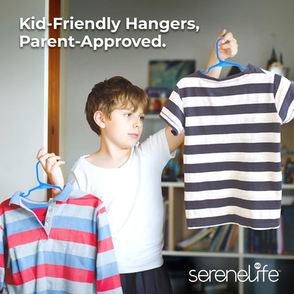 40-Pack Non-Slip Kids Hangers - Space-Saving Durable Plastic Blue