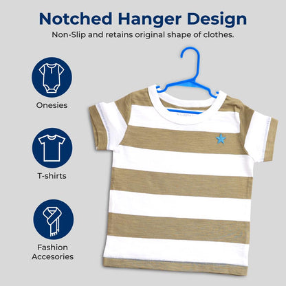 Plastic Kids Hangers 60-Pack Non-Slip Space-Saving Blue