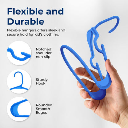 Plastic Kids Hangers 60-Pack Non-Slip Space-Saving Blue
