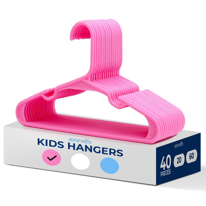 40 Pack Non-Slip Kids Hangers - Space-Saving Durable Pink