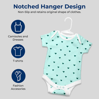 20 Pack Kids Hangers - Space-Saving Non-Slip Design Durable Plastic White