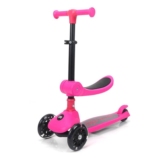 3-Wheel Kids Scooter Foldable Seat LED Wheels Adjustable Handlebar Pink